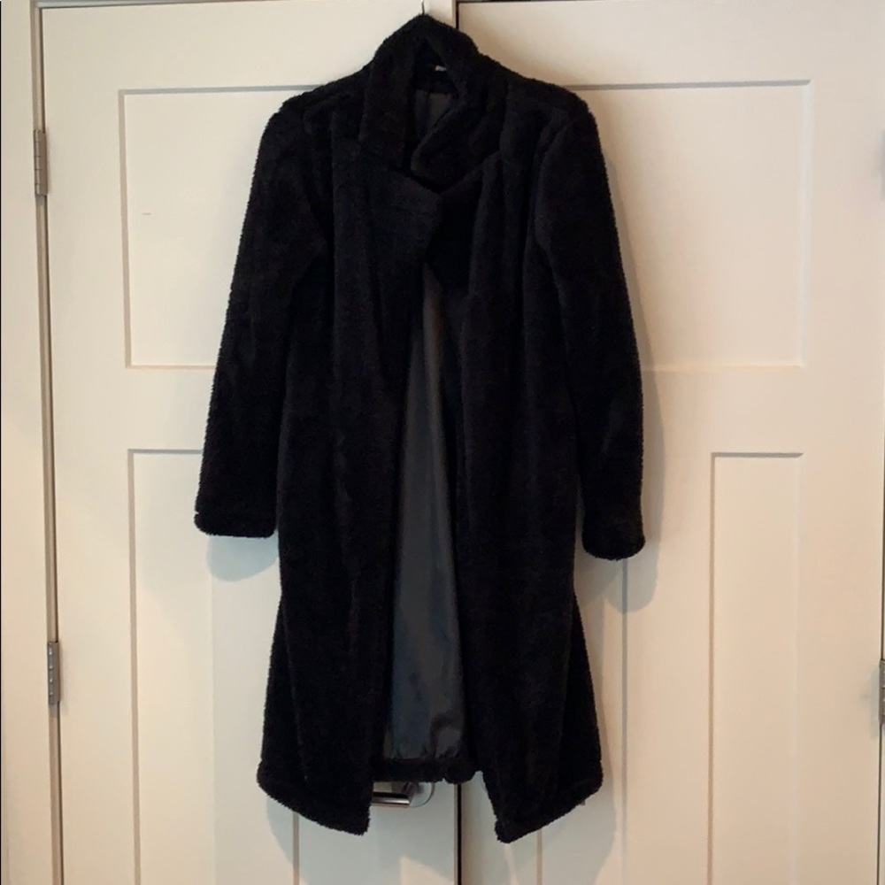Black sherpa trench coat